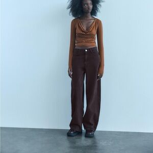 Zara Brown Baggy Jeans
